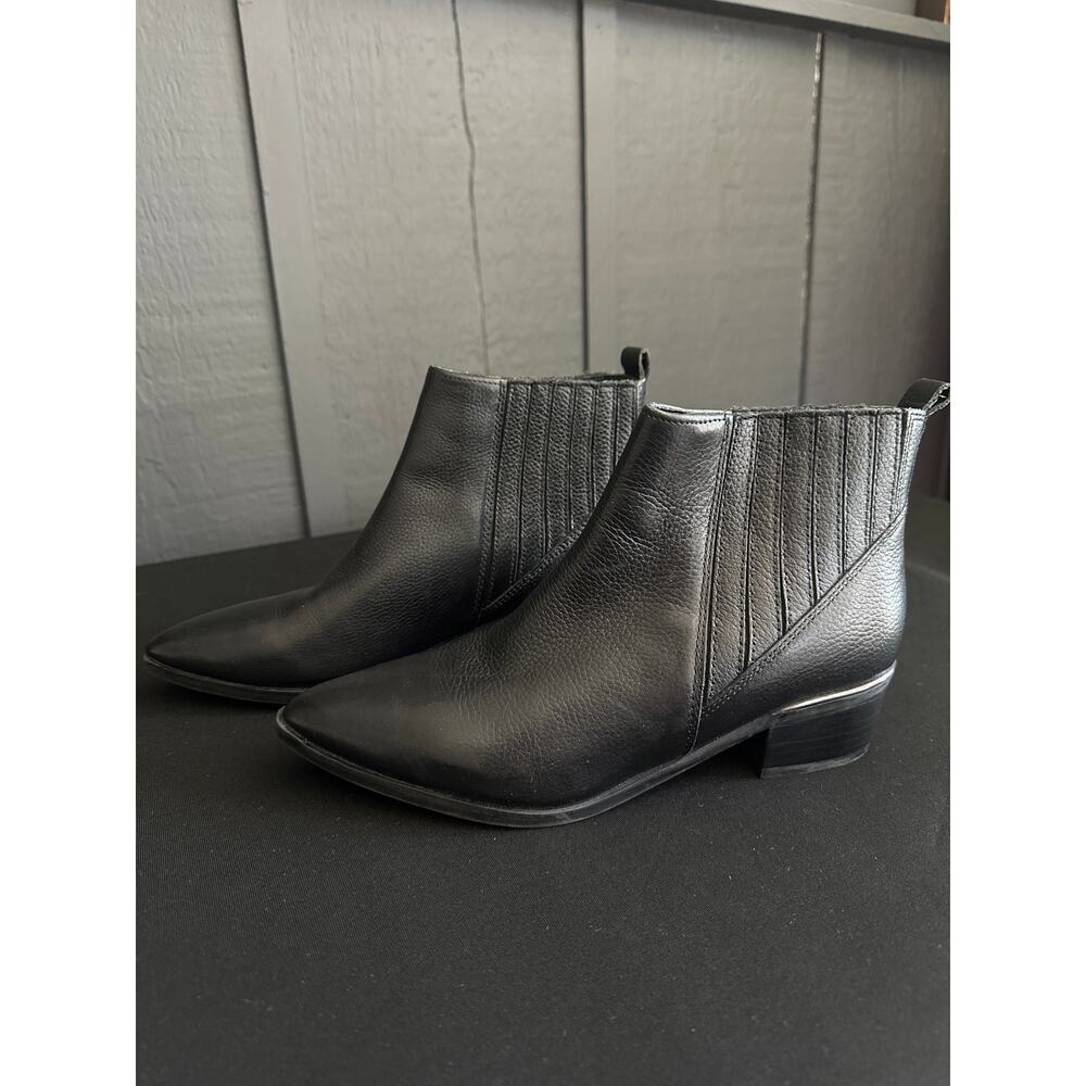 MARC FISHER Missir Black Leather Chelsea Boots Block Heel Pointed Toe Size 6 - Picture 3 of 13